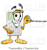 Illustration of a Cartoon Calculator Mascot Holding a Pointer Stick by Mascot Junction