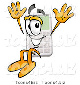 Illustration of a Cartoon Calculator Mascot Jumping by Mascot Junction