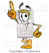Illustration of a Cartoon Calculator Mascot Pointing Upwards by Mascot Junction