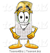 Illustration of a Cartoon Calculator Mascot Wearing a Helmet by Mascot Junction