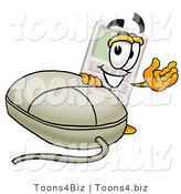 Illustration of a Cartoon Calculator Mascot with a Computer Mouse by Toons4Biz