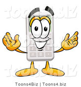 Illustration of a Cartoon Calculator Mascot with Welcoming Open Arms by Mascot Junction
