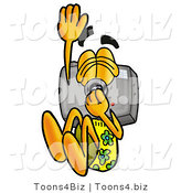 Illustration of a Cartoon Camera Mascot Plugging His Nose While Jumping into Water by Mascot Junction
