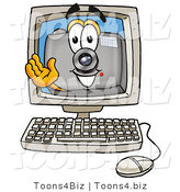 Illustration of a Cartoon Camera Mascot Waving from Inside a Computer Screen by Mascot Junction