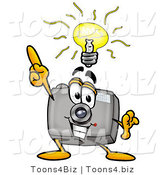 Illustration of a Cartoon Camera Mascot with a Bright Idea by Mascot Junction
