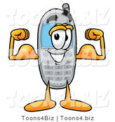 Illustration of a Cartoon Cellphone Mascot Flexing His Arm Muscles by Mascot Junction