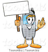 Illustration of a Cartoon Cellphone Mascot Holding a Blank Sign by Mascot Junction