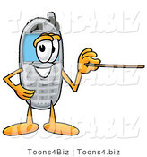 Illustration of a Cartoon Cellphone Mascot Holding a Pointer Stick by Toons4Biz