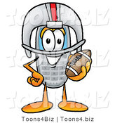 Illustration of a Cartoon Cellphone Mascot in a Helmet, Holding a Football by Mascot Junction