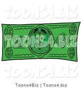 Illustration of a Cartoon Cellphone Mascot on a Dollar Bill by Mascot Junction