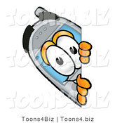 Illustration of a Cartoon Cellphone Mascot Peeking Around a Corner by Toons4Biz