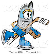 Illustration of a Cartoon Cellphone Mascot Playing Ice Hockey by Mascot Junction