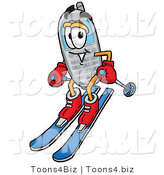 Illustration of a Cartoon Cellphone Mascot Skiing Downhill by Toons4Biz