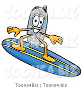 Illustration of a Cartoon Cellphone Mascot Surfing on a Blue and Yellow Surfboard by Mascot Junction