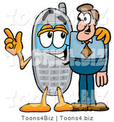 Illustration of a Cartoon Cellphone Mascot Talking to a Business Man by Mascot Junction