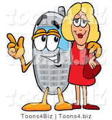 Illustration of a Cartoon Cellphone Mascot Talking to a Pretty Blond Woman by Mascot Junction
