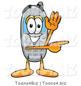 Illustration of a Cartoon Cellphone Mascot Waving from Inside a Computer Screen by Toons4Biz