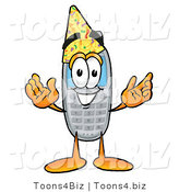 Illustration of a Cartoon Cellphone Mascot Wearing a Birthday Party Hat by Mascot Junction