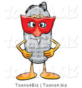 Illustration of a Cartoon Cellphone Mascot Wearing a Red Mask over His Face by Toons4Biz