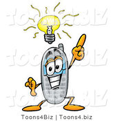 Illustration of a Cartoon Cellphone Mascot with a Bright Idea by Mascot Junction