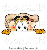 Illustration of a Cartoon Cheese Pizza Mascot Peeking over a Surface by Mascot Junction