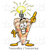 Illustration of a Cartoon Cheese Pizza Mascot with a Bright Idea by Mascot Junction