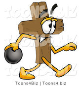 Illustration of a Cartoon Christian Cross Mascot Holding a Bowling Ball by Mascot Junction