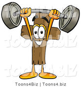 Illustration of a Cartoon Christian Cross Mascot Holding a Heavy Barbell Above His Head by Mascot Junction