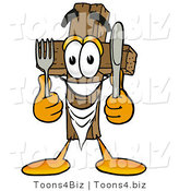 Illustration of a Cartoon Christian Cross Mascot Holding a Knife and Fork by Mascot Junction
