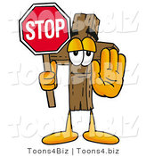 Illustration of a Cartoon Christian Cross Mascot Holding a Stop Sign by Mascot Junction