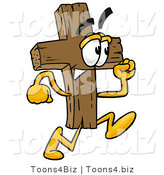 Illustration of a Cartoon Christian Cross Mascot Running by Mascot Junction