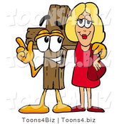 Illustration of a Cartoon Christian Cross Mascot Talking to a Pretty Blond Woman by Mascot Junction