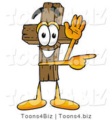 Illustration of a Cartoon Christian Cross Mascot Waving and Pointing by Mascot Junction