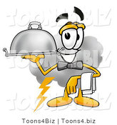 Illustration of a Cartoon Cloud Mascot Dressed As a Waiter and Holding a Serving Platter by Toons4Biz