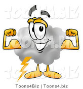 Illustration of a Cartoon Cloud Mascot Flexing His Arm Muscles by Mascot Junction