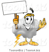 Illustration of a Cartoon Cloud Mascot Holding a Blank Sign by Mascot Junction