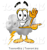 Illustration of a Cartoon Cloud Mascot Waving and Pointing by Toons4Biz