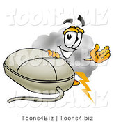 Illustration of a Cartoon Cloud Mascot with a Computer Mouse by Mascot Junction