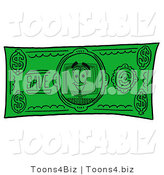 Illustration of a Cartoon Computer Mascot on a Dollar Bill by Mascot Junction