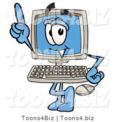 Illustration of a Cartoon Computer Mascot Pointing Upwards by Mascot Junction