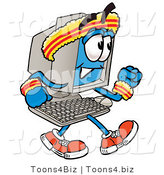 Illustration of a Cartoon Computer Mascot Speed Walking or Jogging by Mascot Junction