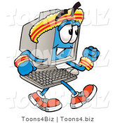 Illustration of a Cartoon Computer Mascot Speed Walking or Jogging by Toons4Biz