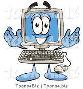 Illustration of a Cartoon Computer Mascot with Welcoming Open Arms by Mascot Junction