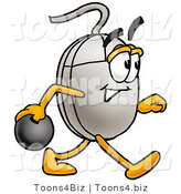 Illustration of a Cartoon Computer Mouse Mascot Holding a Bowling Ball by Toons4Biz