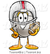 Illustration of a Cartoon Computer Mouse Mascot in a Helmet, Holding a Football by Mascot Junction