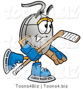 Illustration of a Cartoon Computer Mouse Mascot Playing Ice Hockey by Mascot Junction