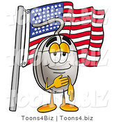 Illustration of a Cartoon Computer Mouse Mascot Pledging Allegiance to an American Flag by Mascot Junction