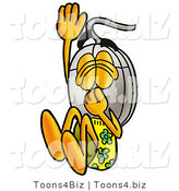 Illustration of a Cartoon Computer Mouse Mascot Plugging His Nose While Jumping into Water by Toons4Biz