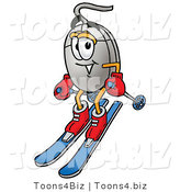 Illustration of a Cartoon Computer Mouse Mascot Skiing Downhill by Toons4Biz