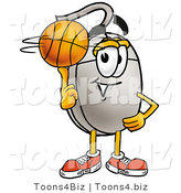 Illustration of a Cartoon Computer Mouse Mascot Spinning a Basketball on His Finger by Toons4Biz